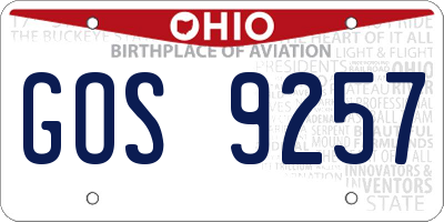 OH license plate GOS9257