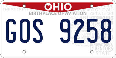 OH license plate GOS9258