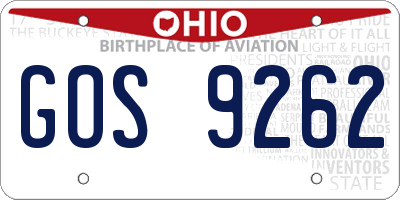 OH license plate GOS9262
