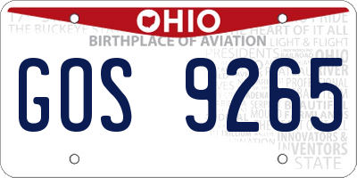OH license plate GOS9265
