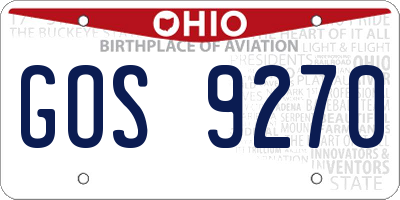 OH license plate GOS9270