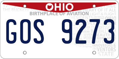 OH license plate GOS9273
