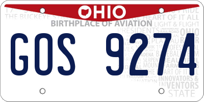 OH license plate GOS9274
