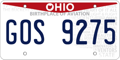 OH license plate GOS9275