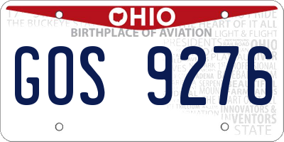 OH license plate GOS9276