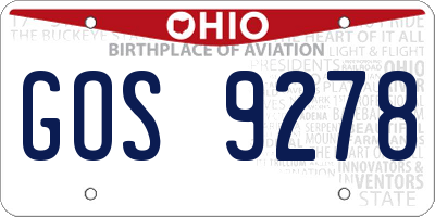 OH license plate GOS9278