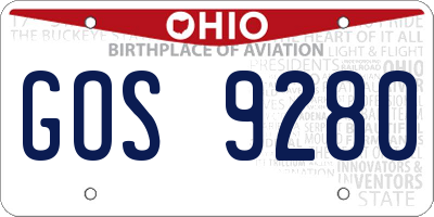 OH license plate GOS9280