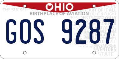 OH license plate GOS9287