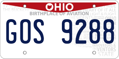 OH license plate GOS9288