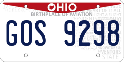 OH license plate GOS9298