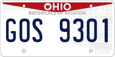 OH license plate GOS9301