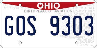 OH license plate GOS9303