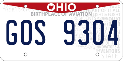 OH license plate GOS9304