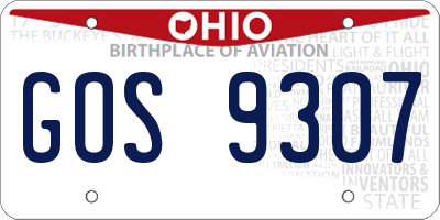 OH license plate GOS9307