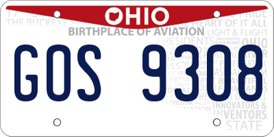 OH license plate GOS9308
