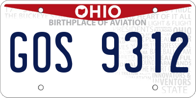 OH license plate GOS9312