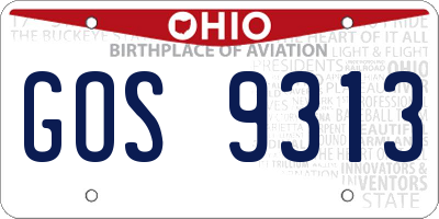 OH license plate GOS9313