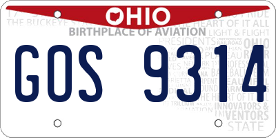 OH license plate GOS9314
