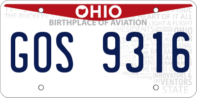 OH license plate GOS9316