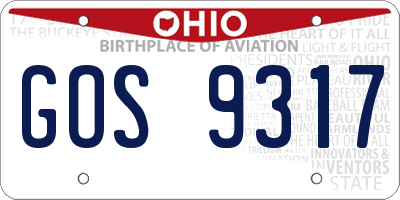 OH license plate GOS9317