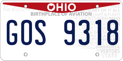 OH license plate GOS9318