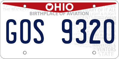 OH license plate GOS9320