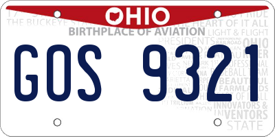OH license plate GOS9321