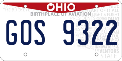 OH license plate GOS9322