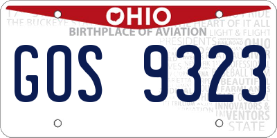 OH license plate GOS9323