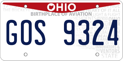 OH license plate GOS9324