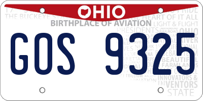 OH license plate GOS9325