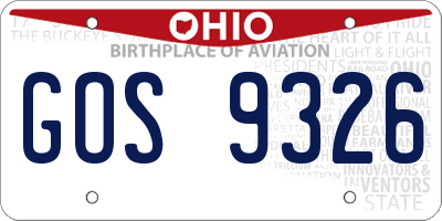 OH license plate GOS9326