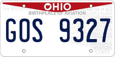 OH license plate GOS9327