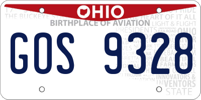 OH license plate GOS9328