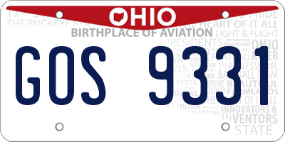 OH license plate GOS9331