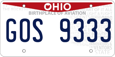 OH license plate GOS9333