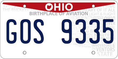 OH license plate GOS9335
