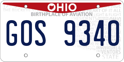 OH license plate GOS9340