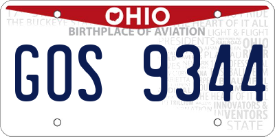 OH license plate GOS9344