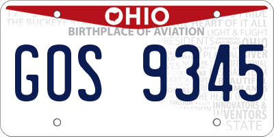 OH license plate GOS9345