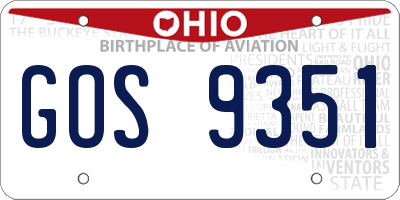 OH license plate GOS9351