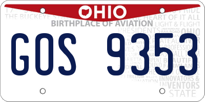 OH license plate GOS9353