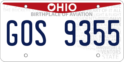 OH license plate GOS9355