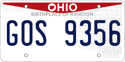 OH license plate GOS9356