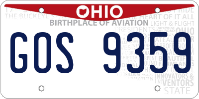 OH license plate GOS9359