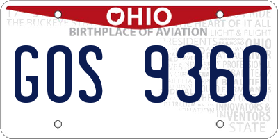OH license plate GOS9360