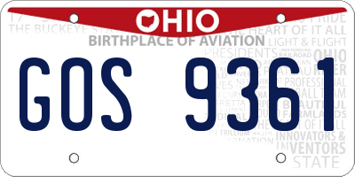 OH license plate GOS9361