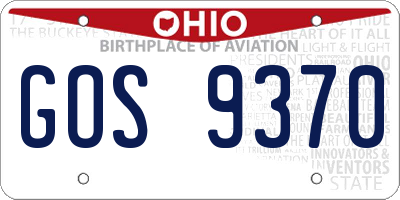 OH license plate GOS9370