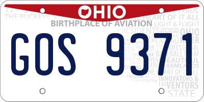 OH license plate GOS9371