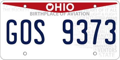 OH license plate GOS9373
